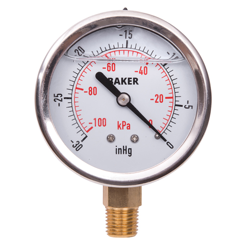 Manom&egrave;tres,  2-1/2", 30" Hg-0" Vac, Fixation inf&eacute;rieure, Analogique rempli de liquide Distribution Industrielle GC