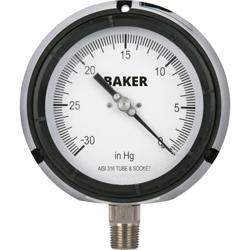 Manom&egrave;tre,  4-1/2", 30" 0 Hg Vac, Fixation inf&eacute;rieure, Analogique rempli de liquide Distribution Industrielle GC