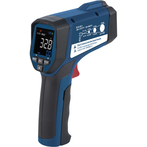 Professional Infrared Thermometer, -26 - 1472° F ( -32 - 800° C ), 30:1, Adjustable Emmissivity Distribution Industrielle GC