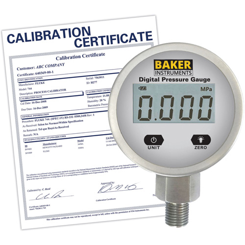 B5000 Series Pressure Gauge with ISO Certificate, 2-1/2" , 0 - 30 psi/0 - 831 in. w.c./0-206.8 kPa, Bottom Mount, Digital Distribution Industrielle GC