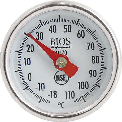 Thermom&egrave;tre &agrave; cadran 1 po/2,5 cm °C seulement avec manchon d'&eacute;talonnage, Contact, Analogique, 0,4-230°F (-18-110°C) Distribution Industrielle GC