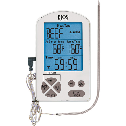 Thermom&egrave;tre &agrave; viande haute de gamme et minuterie, Contact, Num&eacute;rique, -4-122°F ( -20-50°C) Distribution Industrielle GC