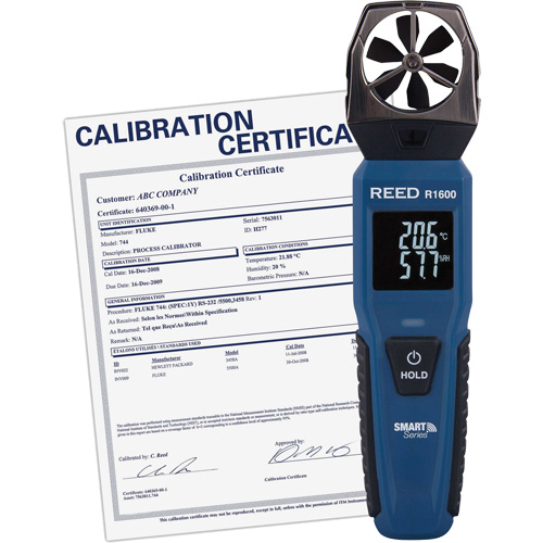 An&eacute;mom&egrave;tre &agrave; h&eacute;lices Bluetooth Smart avec certificat de calibration, Enregistrement des donn&eacute;es, Gamme de v&eacute;locit&eacute; d'air de 0,6 - 25 m/sec/118 - 4921 pi/min/2,1 - 90 km/h/1,3 - 55,9 mi/h Distribution Industrielle GC