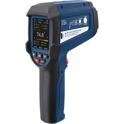 Thermom&egrave;tre infrarouge professionnel avec thermocouple de type K int&eacute;gr&eacute;, -58 - 3362°F (-50 - 1850°C), 55:1, &eacute;missivit&eacute; Ajustable Distribution Industrielle GC