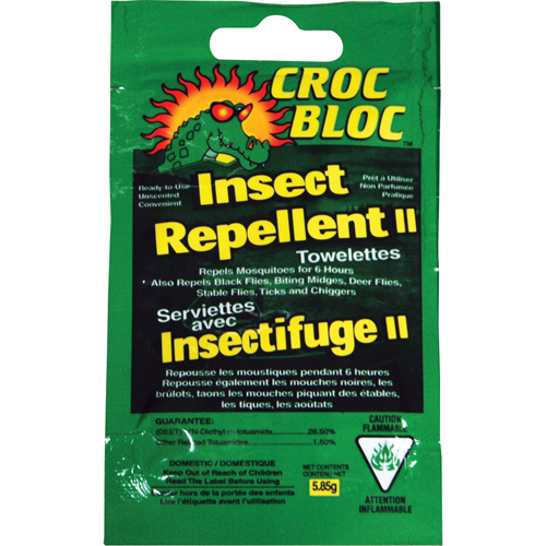 Insectifuge, 6 heures de protection, DEET &agrave; 30 %, Serviette, 5,58 g Distribution Industrielle GC