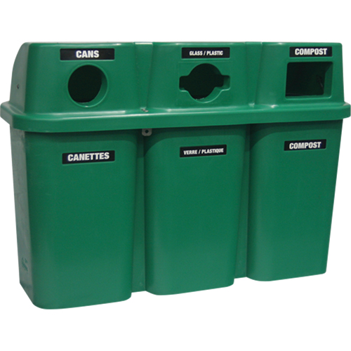 Contenants de recyclage Bullseye, Bord de rue, Plastique, 3 x 22 gal. US Distribution Industrielle GC