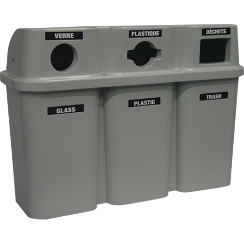 Contenants de recyclage Bullseye, Bord de rue, Plastique, 3 x 22 gal. US Distribution Industrielle GC