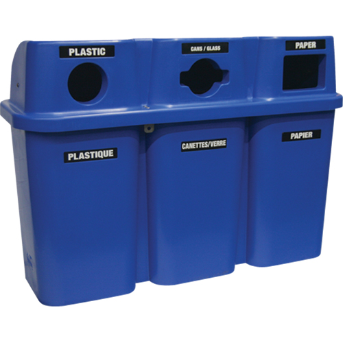 Contenants de recyclage Bullseye, Bord de rue, Plastique, 3 x 22 gal. US Distribution Industrielle GC