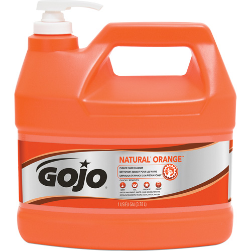 Nettoyant &agrave; mains Natural Orange, Pierre ponce, 3,78 L, Bouteille &agrave; pompe, Agrumes/Orange Distribution Industrielle GC
