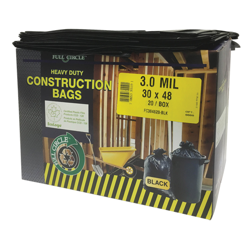 Sacs pour d&eacute;chets pour entrepreneurs, Fort, 30" la x 48" lo, 3 mils, Noir, Capacit&eacute; 113,56 L (30 gal.) Distribution Industrielle GC