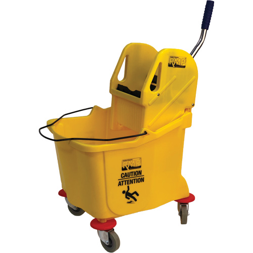 Seau et essoreuse pour vadrouille, Pression vers le bas, 9,5 gal. US (38 pintes), Jaune Distribution Industrielle GC