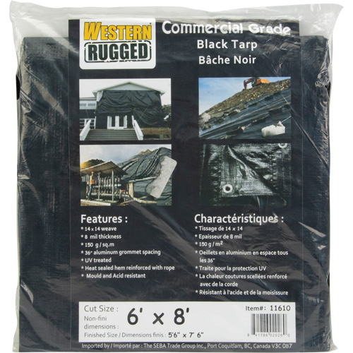 B&acirc;che, Usage industriel l&eacute;ger, Noir, 6' x 8' x 8 mils Distribution Industrielle GC