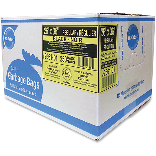 Sacs &agrave; d&eacute;chets de calibre industriel, R&eacute;gulier, 36" la x 26" lo, 0,65 mils, Noir Distribution Industrielle GC