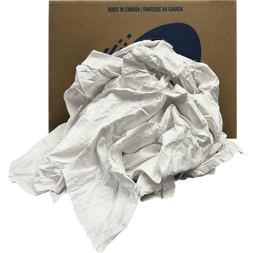 Chiffons recycl&eacute;s, Coton, Blanc, 20 lb Distribution Industrielle GC