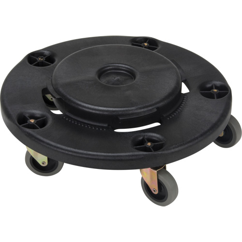 Socle roulant pour contenant &agrave; d&eacute;chets, Polypropyl&egrave;ne, Noir, Convient aux contenants 24" dia. Distribution Industrielle GC