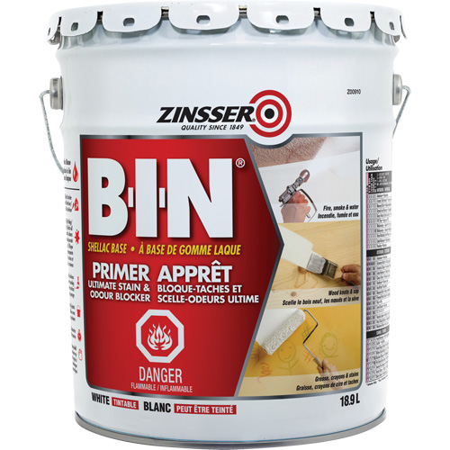 B-I-N&reg; Shellac-Base Sealer Primer, 18.9 L, Pail, Tintable White Distribution Industrielle GC