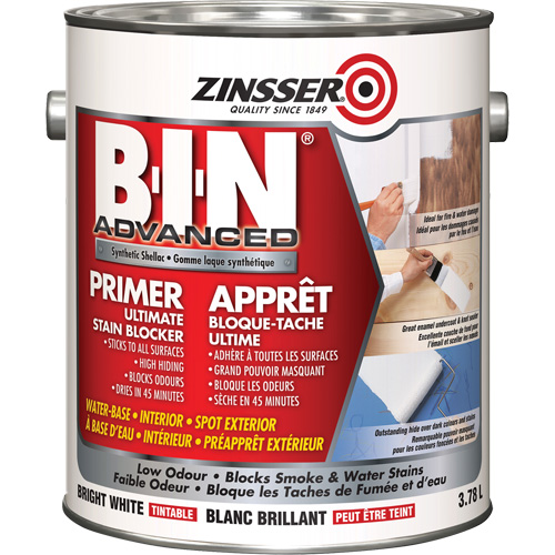 Appr&ecirc;t avanc&eacute; &agrave; base de gomme-laque synth&eacute;tique B-I-N, 3,78 L, Gallon, Blanc brillant teintable Distribution Industrielle GC