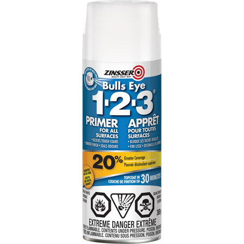 Appr&ecirc;t &agrave; base d'eau Bulls Eye 1-2-3, Canette a&eacute;rosol, Blanc Distribution Industrielle GC