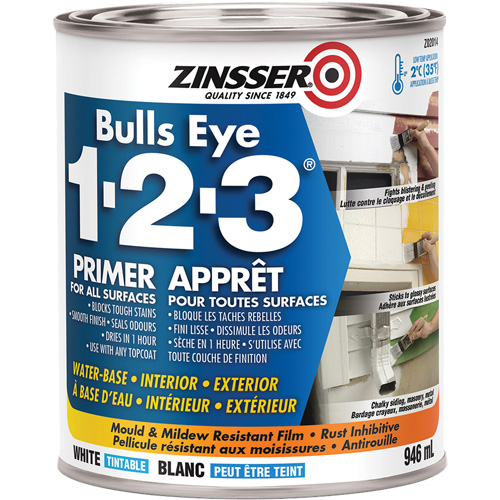 Appr&ecirc;t &agrave; base d'eau Bulls Eye 1-2-3, 946 ml, Canette, Blanc Distribution Industrielle GC