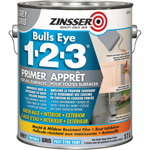 Bulls Eye 1-2-3&reg; Water-Base Primer, 3.78 L, Gallon, Grey Distribution Industrielle GC