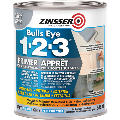 Bulls Eye 1-2-3&reg; Water-Base Primer, 946 ml, Can, Grey Distribution Industrielle GC