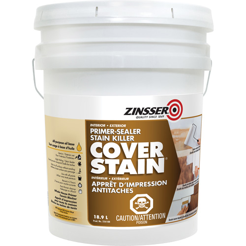 Scellant d'appr&ecirc;t &agrave; base d'huile Cover Stain, 18,9 L, Seau, Blanc Distribution Industrielle GC