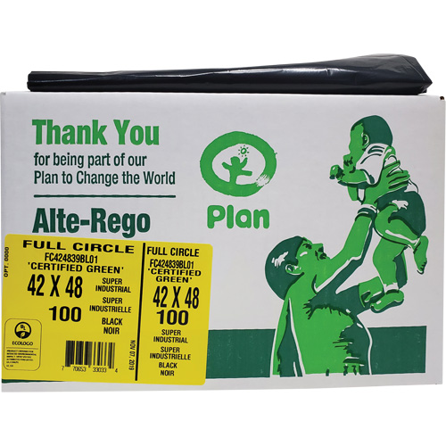 Sacs &agrave; d&eacute;chets industriels super Full Circle, Biod&eacute;gradable, T-Fort, 48" lo x 42" la, &eacute;paisseur de 1,5 mil Distribution Industrielle GC
