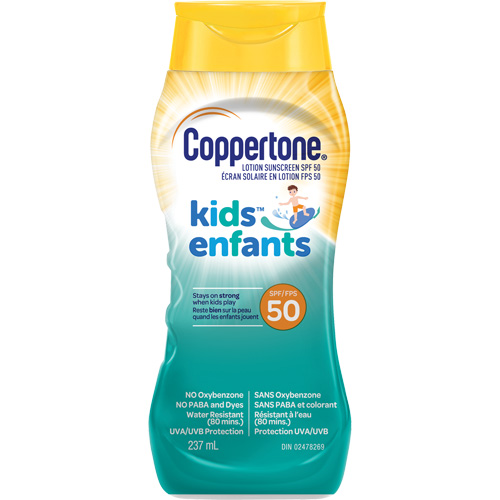 &eacute;cran solaire r&eacute;sistant &agrave; l'eau Kids, FPS 50, Lotion Distribution Industrielle GC