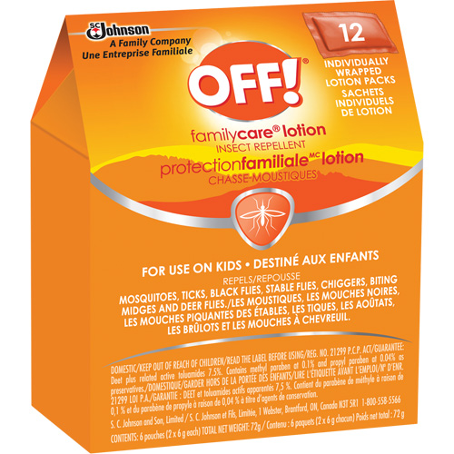 OFF! FamilyCare&reg; Insect Repellent, 7.5% DEET, Lotion, 6 g Distribution Industrielle GC