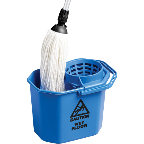 Seau &agrave; usage intensif avec essoreuse conique, Passoire, 3 gal. US (12 pintes), Bleu Distribution Industrielle GC