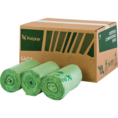 Sacs certifi&eacute;s compostables, R&eacute;gulier, 17" lo x 17" la, Vert, Capacit&eacute; de 10 L (3 gal.) Distribution Industrielle GC
