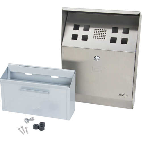 Smoking Receptacle, Wall-Mount, Stainless Steel, 1.6 Litres Capacity, 13-4/5" Height Distribution Industrielle GC
