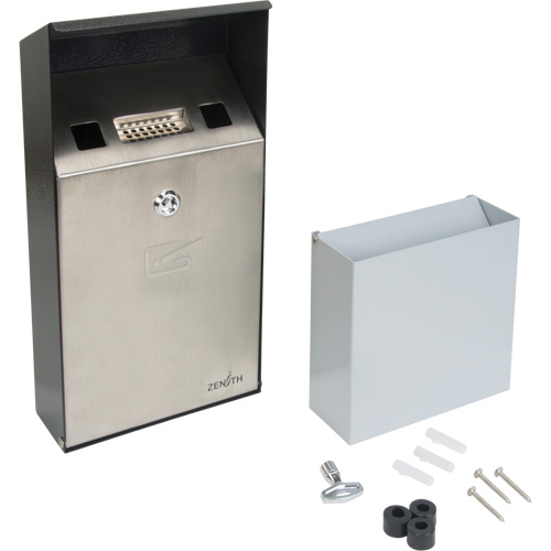Smoking Receptacle, Wall-Mount, Stainless Steel, 1 Litre Capacity, 11-4/5" Height Distribution Industrielle GC