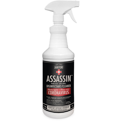 Janitori Assassin Ready-to-Use Disinfectant Cleaner, 1 L, Trigger Bottle Distribution Industrielle GC
