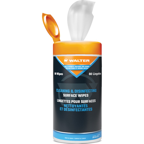 Lingettes pour le nettoyage, d&eacute;sinfection et d&eacute;graissage de surfaces, 12" x 5,5", 80 lingettes Distribution Industrielle GC