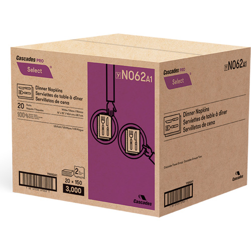 Pro Select&reg; 1/8 Fold Dinner Napkin, 2 Ply, 15" x 16" Distribution Industrielle GC