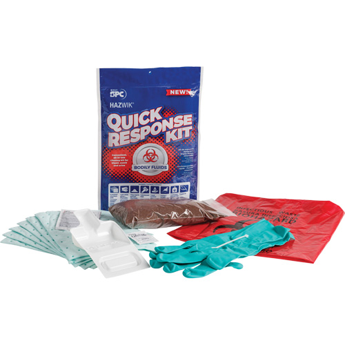 Trousse dintervention rapide pour d&eacute;versements de fluides corporels Hazwik, Biorisque, Sac, Absorbance de 0,49 gal. US Distribution Industrielle GC