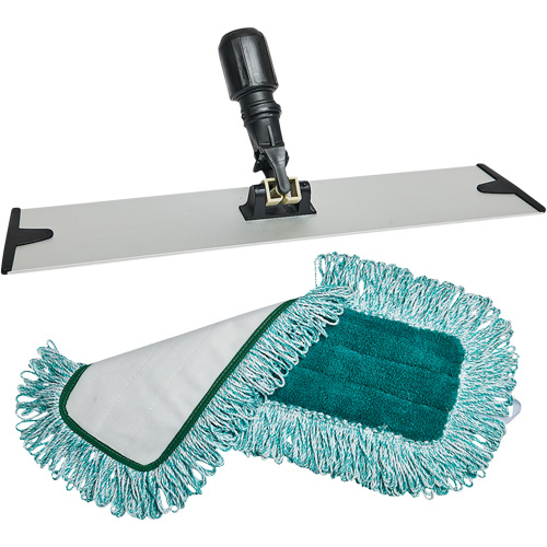 Dust Mop Pad & Frame, Hook and Loop Style, Polyester, 18" L x 5-3/4" W Distribution Industrielle GC