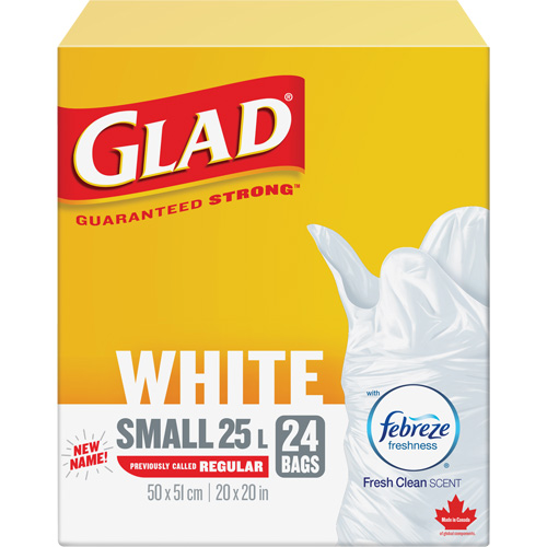 Petits sacs &agrave; ordures 25 L avec Febreze, R&eacute;gulier, 20" la x 20" lo, Blanc Distribution Industrielle GC