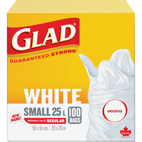 Small 25L Unscented Garbage Bags, Regular, 20" W x 20" L, White Distribution Industrielle GC