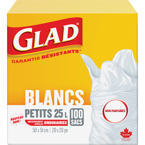 Small 25L Unscented Garbage Bags, Regular, 20" W x 20" L, White Distribution Industrielle GC
