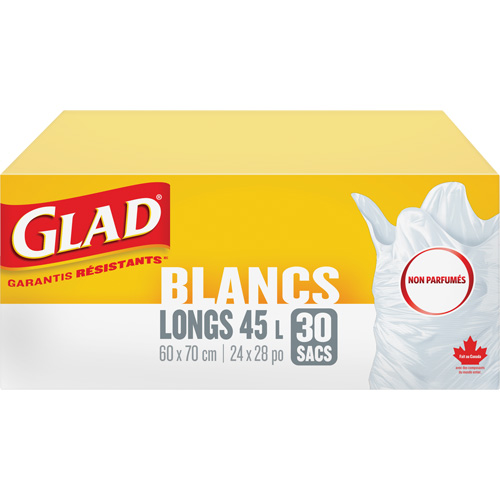 Tall 45L Unscented Garbage Bags, Regular, 24" W x 28" L, White Distribution Industrielle GC