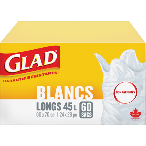 Tall 45L Unscented Garbage Bags, Regular, 24" W x 28" L, White Distribution Industrielle GC