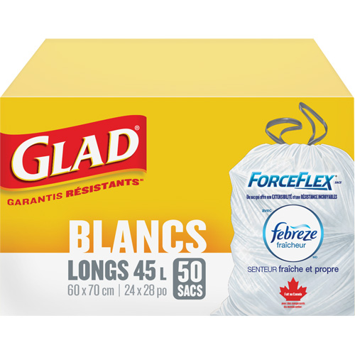 Tall 45L Febreze Garbage Bags, Regular, 24" W x 28" L, White Distribution Industrielle GC