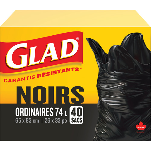 Sacs &agrave; ordures 74 L, R&eacute;gulier, 26" la x 33" lo, Noir Distribution Industrielle GC