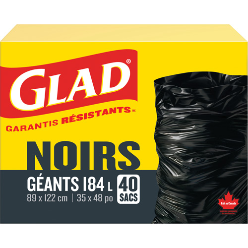 Sacs &agrave; ordures 184 L, R&eacute;gulier, 35" la x 48" lo, Noir Distribution Industrielle GC