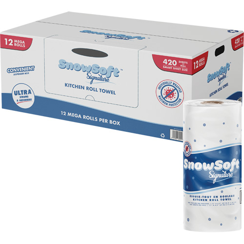 Rouleau dessuie-tout de cuisine Signature de Snow Soft, 2 Pli, 420 Feuilles/rouleau, 4,5" la, 11" lo Distribution Industrielle GC