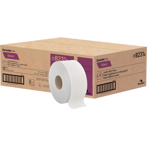 Pro Select&reg; Toilet Paper, Jumbo Roll, 2 Ply, 750' Length, White Distribution Industrielle GC