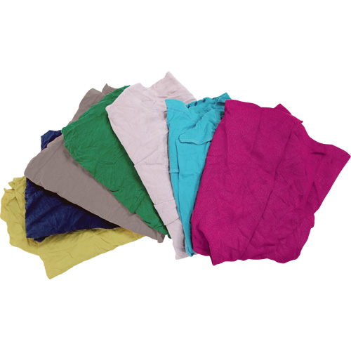 Chiffons fabriqu&eacute;s &agrave; partir de mat&eacute;riaux recycl&eacute;s, Coton, M&eacute;lange de couleurs, 10 lb Distribution Industrielle GC
