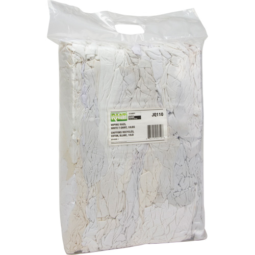 Chiffons fabriqu&eacute;s &agrave; partir de mat&eacute;riaux recycl&eacute;s, Coton, Blanc, 10 lb Distribution Industrielle GC